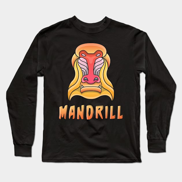 Mandrill Monkey Character Design Long Sleeve T-Shirt by zynaldn